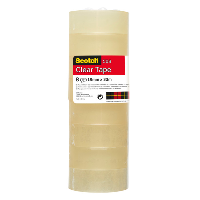 Plakband Scotch 508 19mmx33m transparant 8 rollen