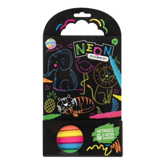 Colouring Book 15x15 cm 40 sheets 5 neon markers