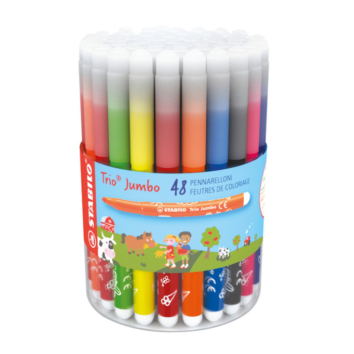 Viltstift STABILO Trio Jumbo 380 XL assorti 48 stuks