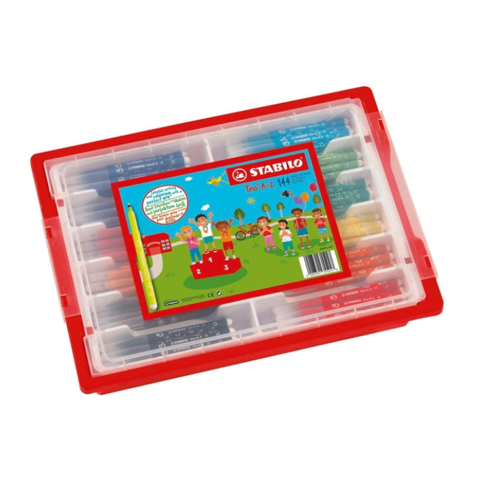 Viltstift STABILO Trio A-Z 378 fijn assorti classpack à 144 stuks