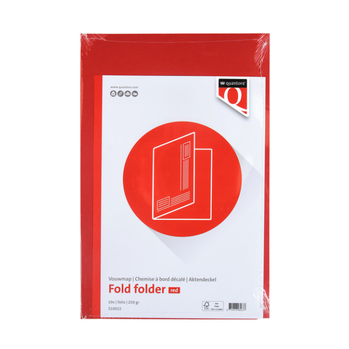 Vouwmap Quantore Folio ongelijke zijde 320gr rood