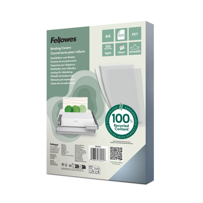 Voorblad Fellowes A4 PET 150micron recycled 100 stuks