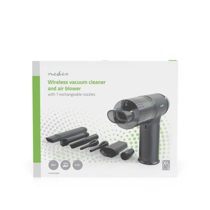 Handstofzuiger / luchtblazer Nedis 90W oplaadbaar zwart