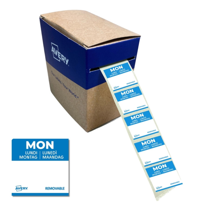 Etiket Avery HACCP maandag-blauw 25x25mm 1000 stuks