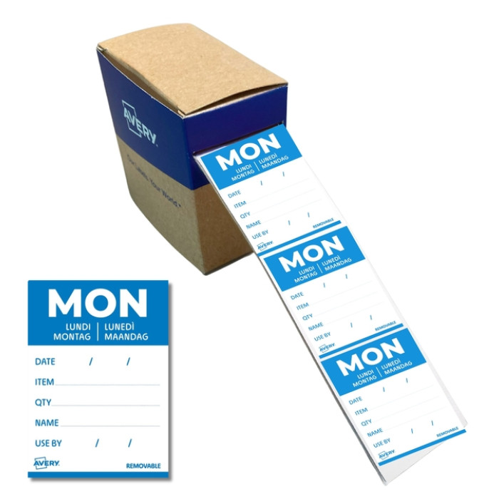 Etiket Avery HACCP maandag-blauw 40x56mm 500 stuks