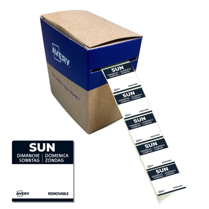 Etiket Avery HACCP zondag-zwart 25x25mm 1000 stuks