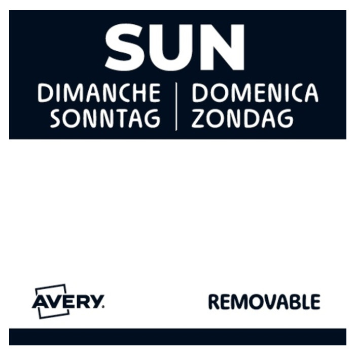 Etiket Avery HACCP zondag-zwart 25x25mm 1000 stuks