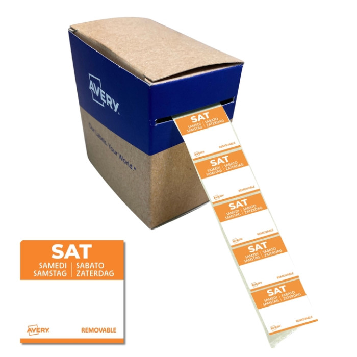 Etiket Avery HACCP zaterdag-oranje 25x25mm 1000 stuks
