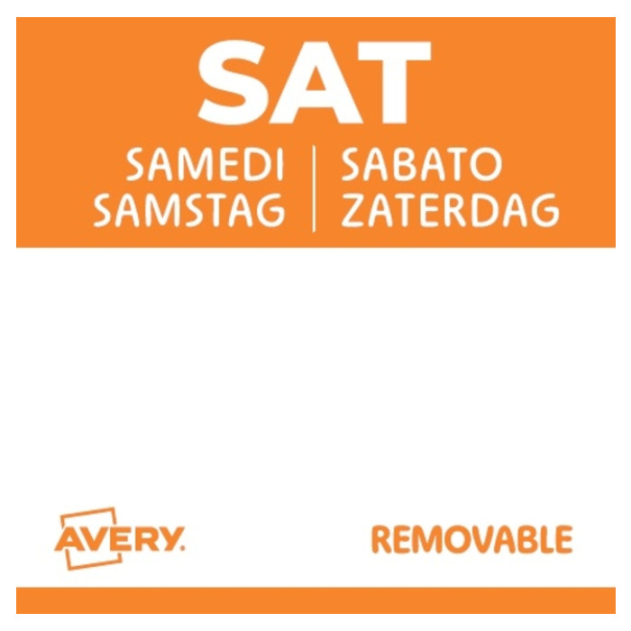 Etiket Avery HACCP zaterdag-oranje 25x25mm 1000 stuks
