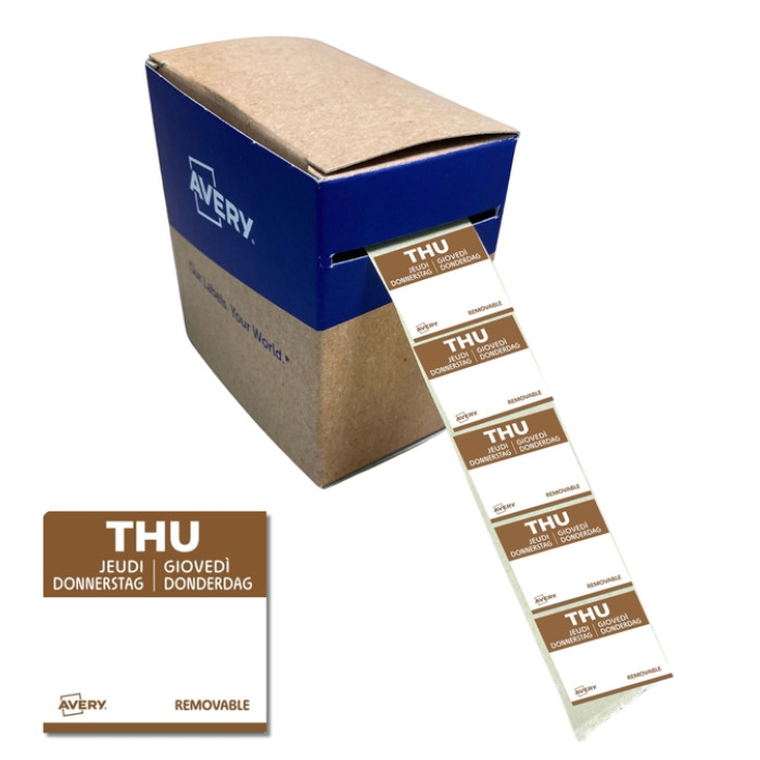 Etiket Avery HACCP donderdag-bruin 25x25mm 1000 stuks