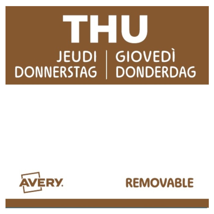 Etiket Avery HACCP donderdag-bruin 25x25mm 1000 stuks