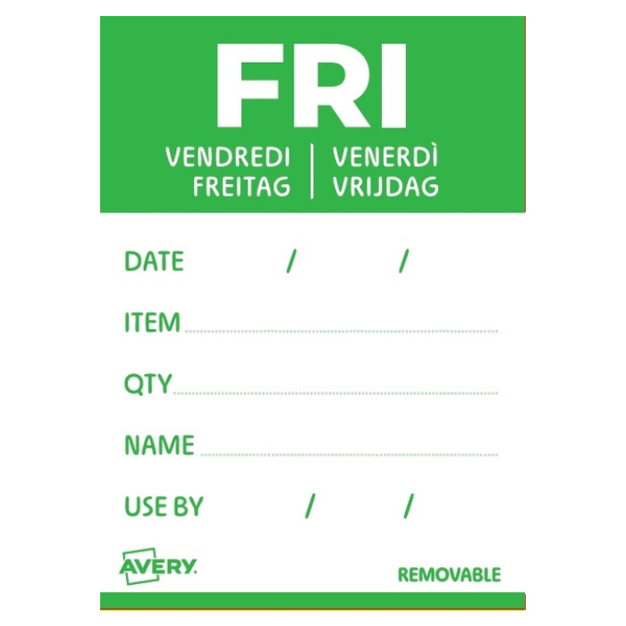 Etiket Avery HACCP vrijdag-groen 40x56mm 500 stuks