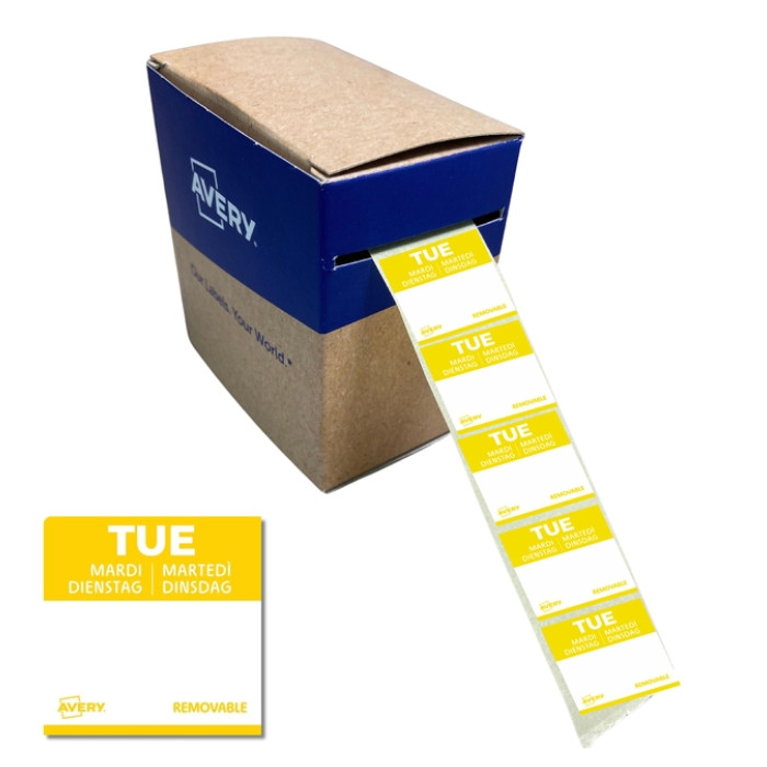 Etiket Avery HACCP dinsdag-geel 25x25mm 1000 stuks