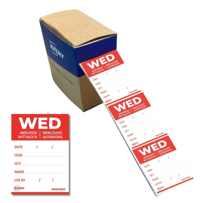 Etiket Avery HACCP woensdag-rood 40x56mm 500 stuks