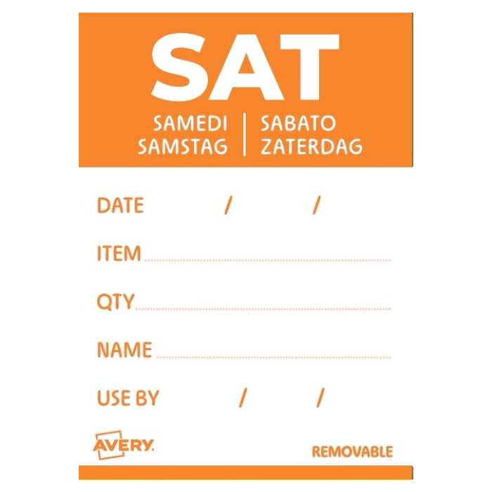 Etiket Avery HACCP zaterdag-oranje 40x56mm 500 stuks