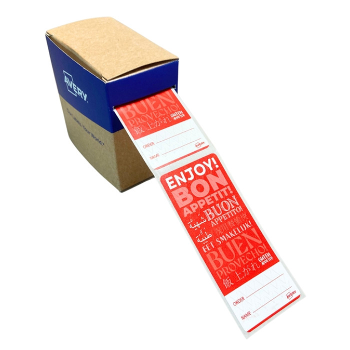 Etiket Avery sluitzegel/breukindicatie rood 40x95mm 250 stuks