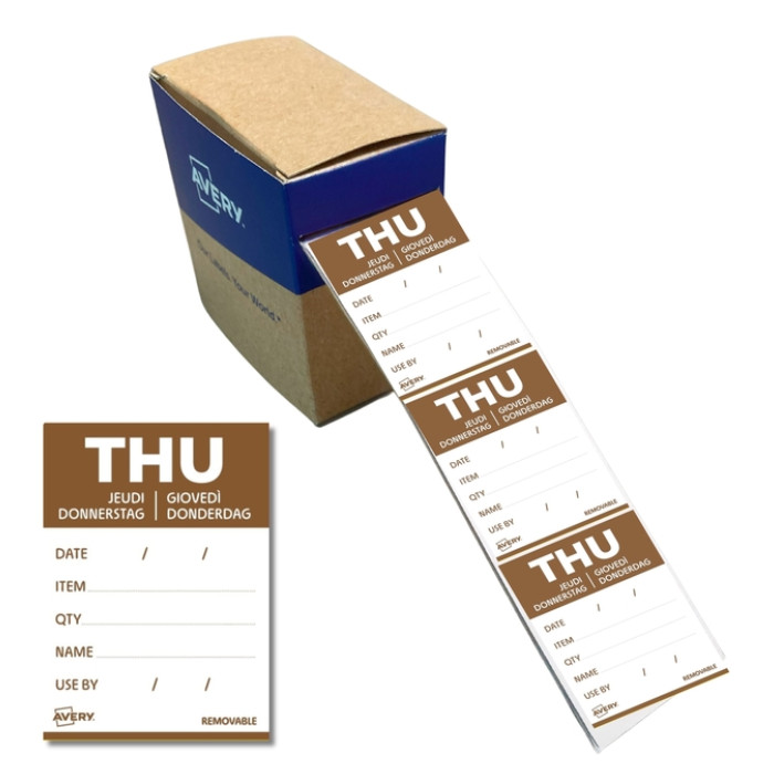 Etiket Avery HACCP donderdag-bruin 40x56mm 500 stuks