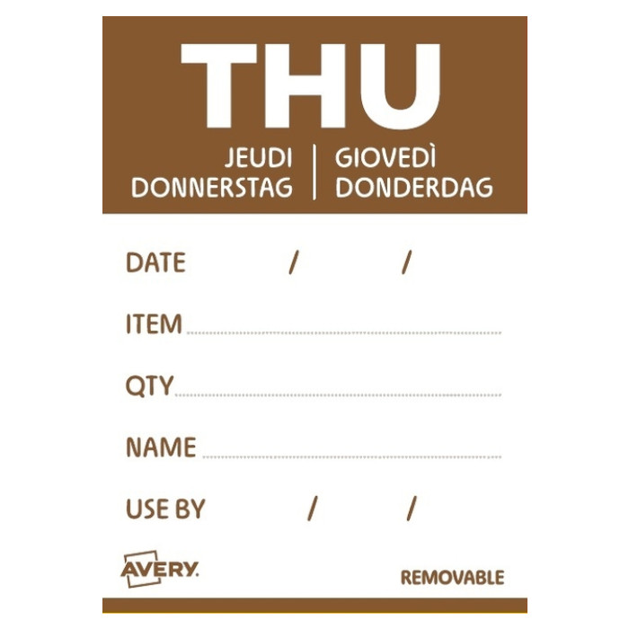 Etiket Avery HACCP donderdag-bruin 40x56mm 500 stuks