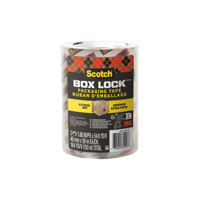 Verpakkingstape Scotch Box Lock 3950-EF 48mmx50m 3 stuks