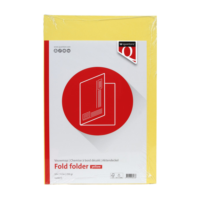 Vouwmap Quantore Folio ongelijke zijde 320gr geel