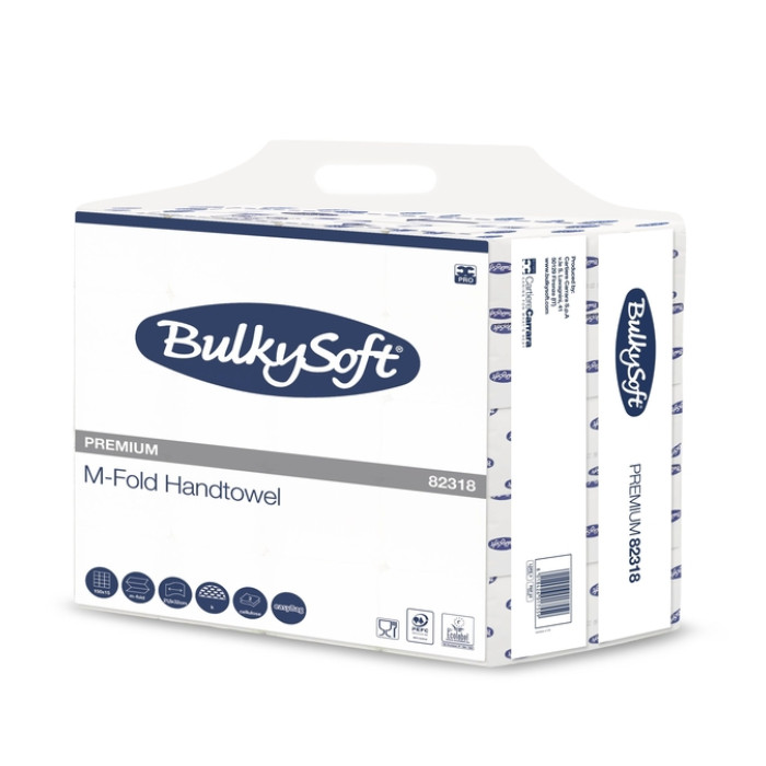 Handdoek BulkySoft Premium m-vouw 2-laags 215x320mm 15x150 vel wit 82318