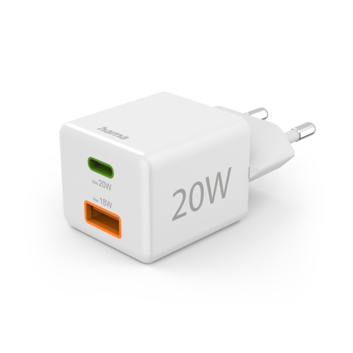 Oplader Hama USB-C/USB-A Mini PD 20W wit