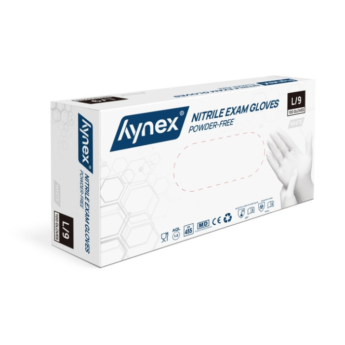 Handschoen Hynex nitril L wit 3.5g 100 stuks