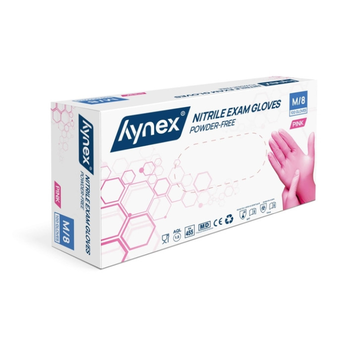 Handschoen Hynex nitril M roze 3.5gr 100 stuks