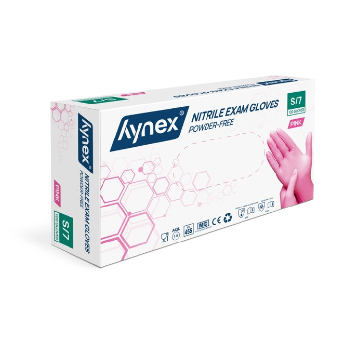 Handschoen Hynex nitril S roze 3.5gr 100 stuks