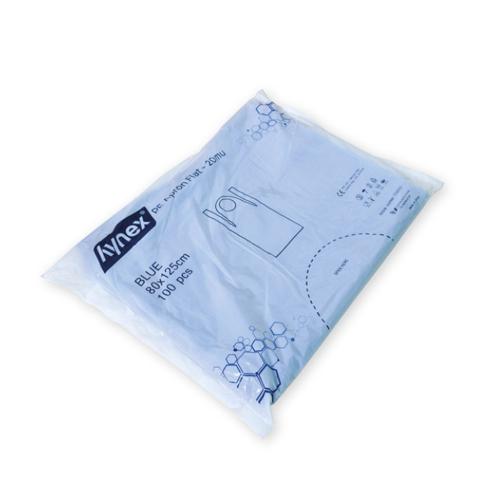Schort Hynex PE 80x125cm blauw 100 stuks