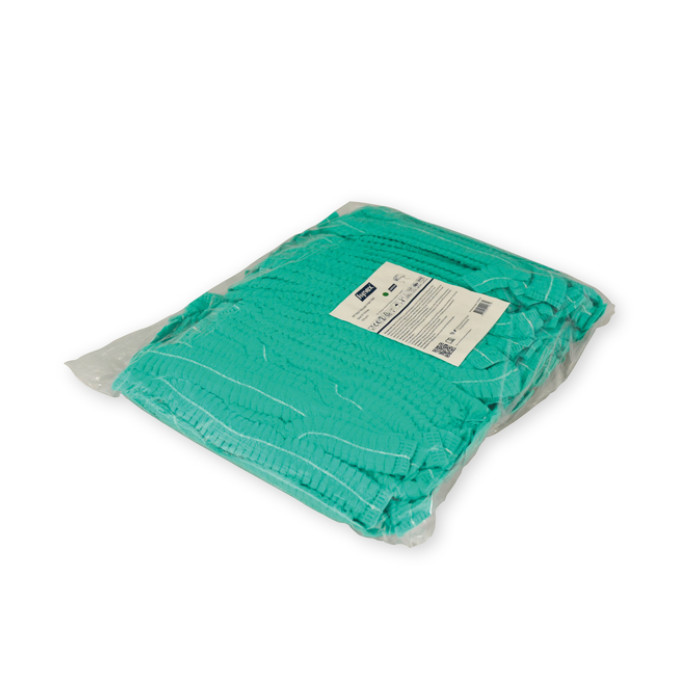 Haarnet Hynex clip non-woven groen pp 100 stuks