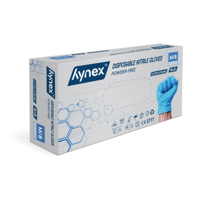 Handschoen Hynex nitril M blauw 5gr extra sterk 100 stuks