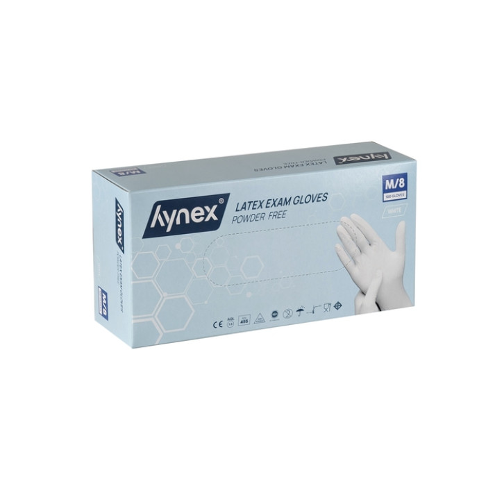 Handschoen Hynex latex M wit 5gr 100 stuks