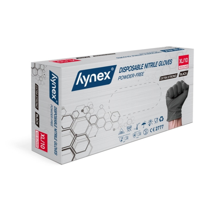 Handschoen Hynex nitril XL zwart 5gr extra sterk 100 stuks