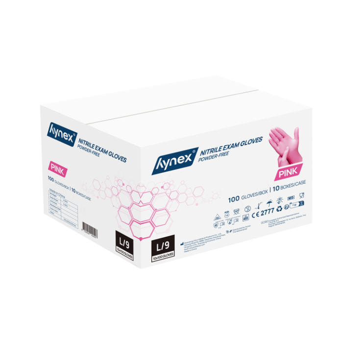 Handschoen Hynex nitril L roze 3.5gr 100 stuks