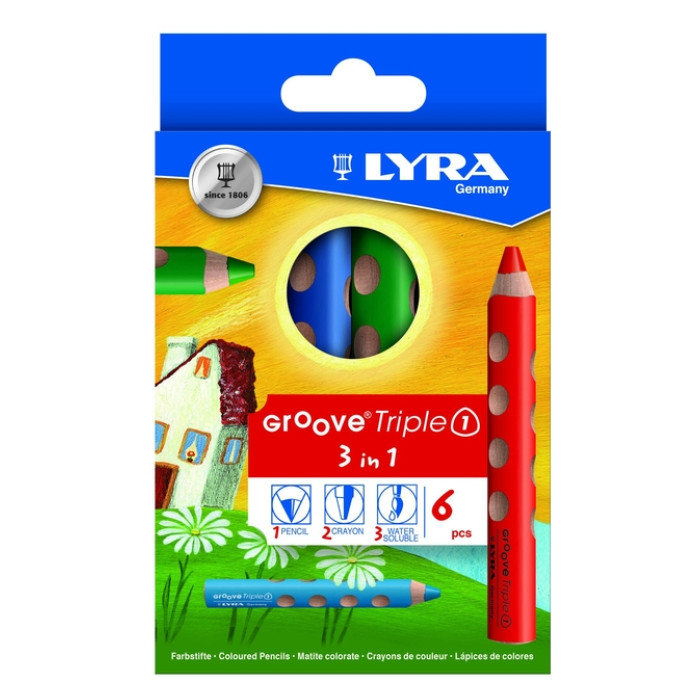 Kleurpotlood LYRA Groove Triple One extra dik set à 6 kleuren