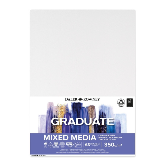 Canvasboard Daler-Rowney Graduate mixed media A3 wit