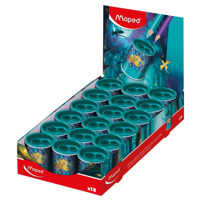 Puntenslijper Maped Dragon 2-gaats display a 18 stuks blauw