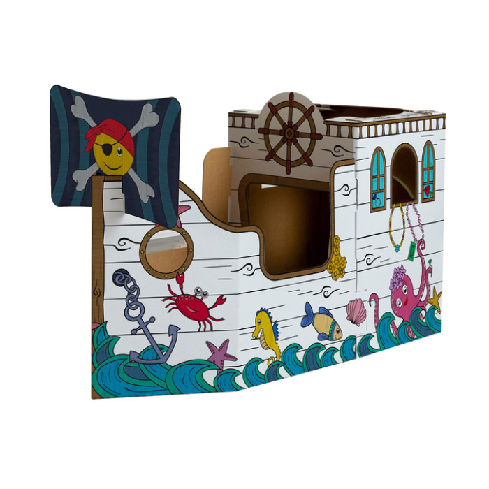 Kartonnen Piratenschip XL Bankers Box Play inkleurbaar