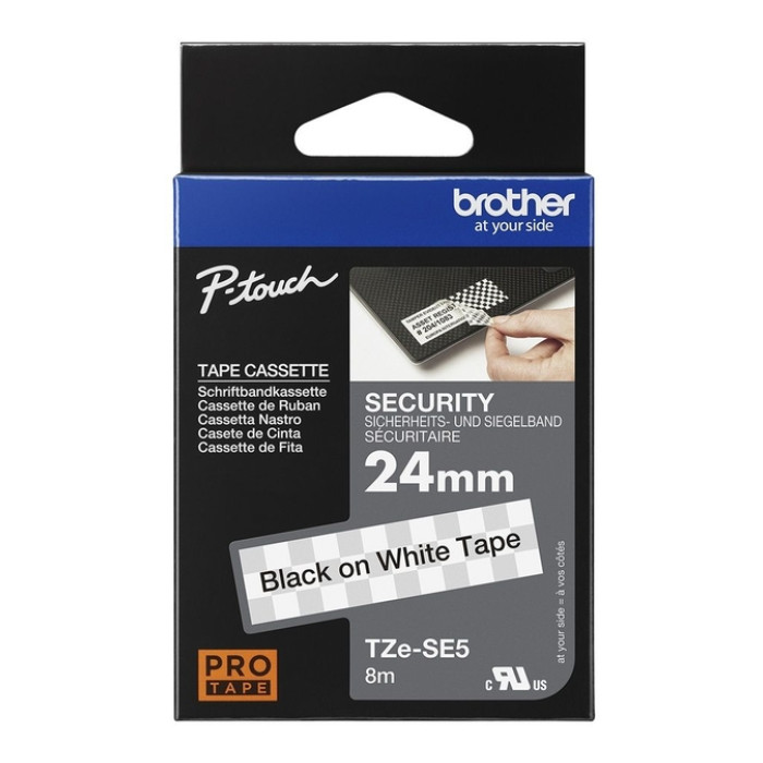 Labeltape Brother P-touch TZe-SE5 veiligheidstape 24mm zwart op wit
