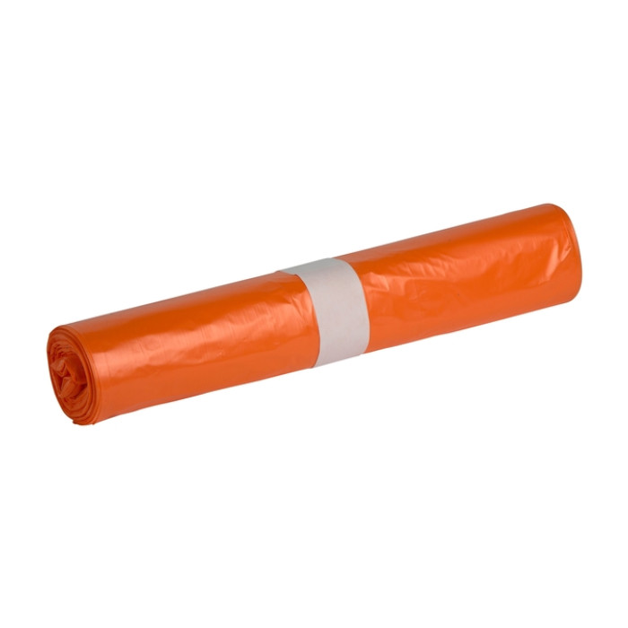 Afvalzak Propsac HDPE T25 70x110cm 120L oranje rol à 20 stuks