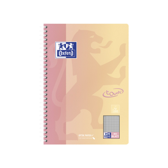 Spiraalblok Oxford Touch B5 geruit 5mm160 pagina's assorti