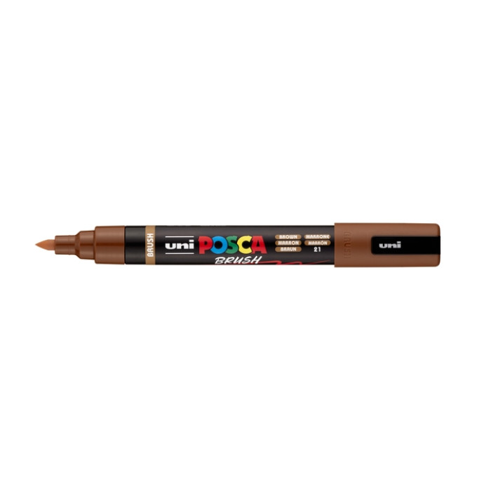 Paintmarker Uni POSCA PC-5BR brushpunt medium bruin