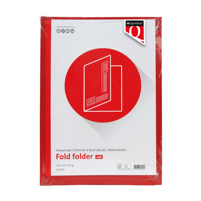 Vouwmap Quantore A4 ongelijke zijde 320gr rood