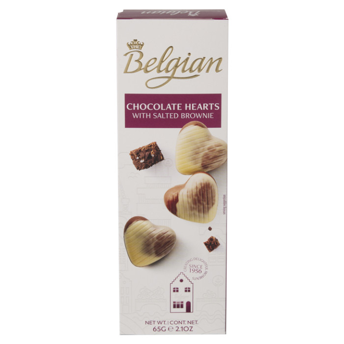 Chocolade The Belgian hartjes brownie gezouten 65 gram