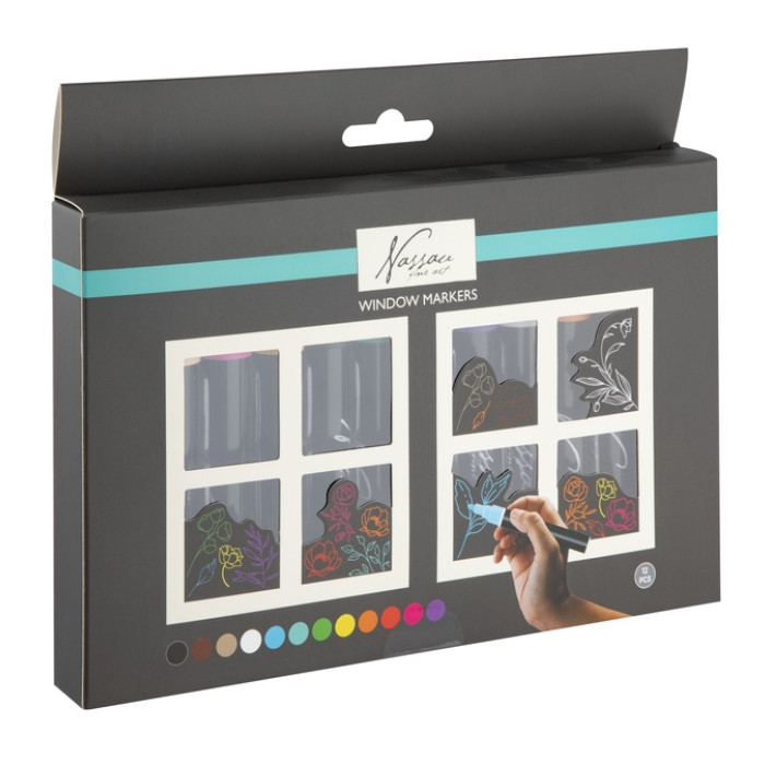 Krijt en raammarkers Nassau set à 12 kleuren