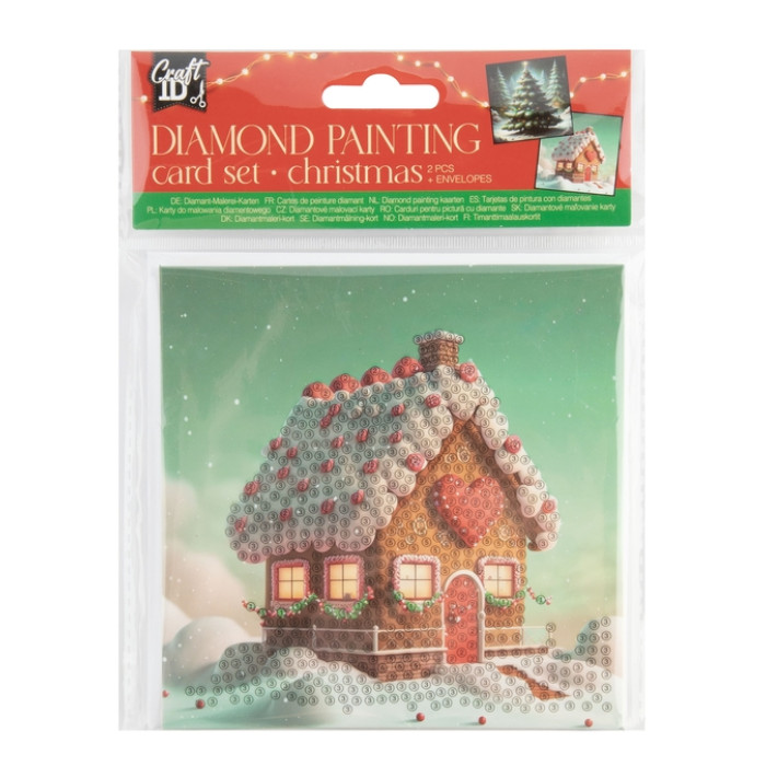 Diamondpaintingkaarten Craft ID Kerst 13x13cm 2 stuks assorti