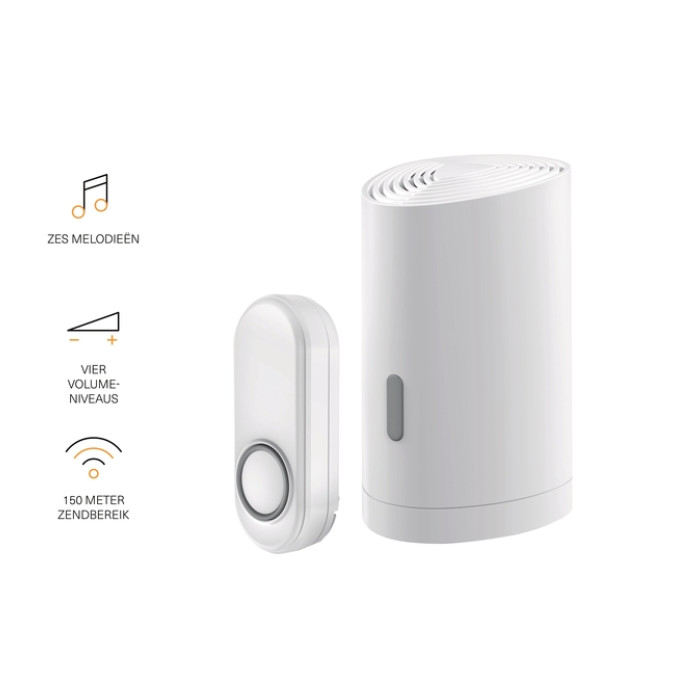 Draadloze deurbelset KlikAanKlikUit ACDB-9000AC wit