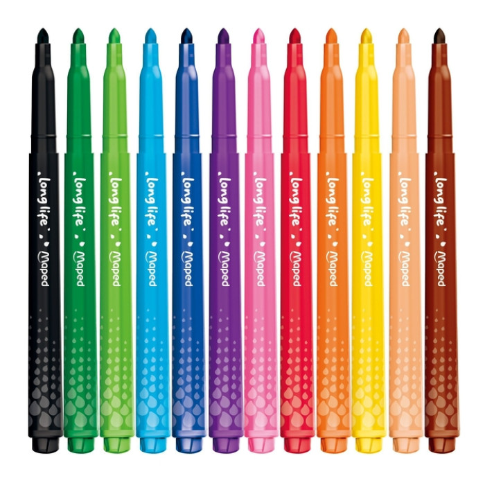 Viltstift Maped Color'Peps Long Life 2.0 set à 12 stuks assorti