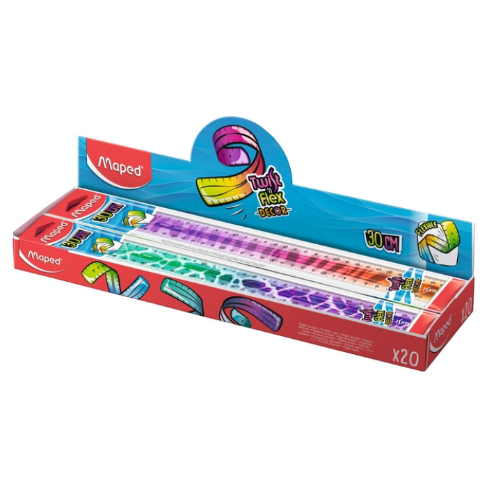 Liniaal Maped Twist 'n Flex Decor Animals 30cm assorti display à 20st